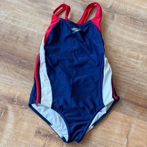 Speedo Navy, Red & White Athletic One-Piece
